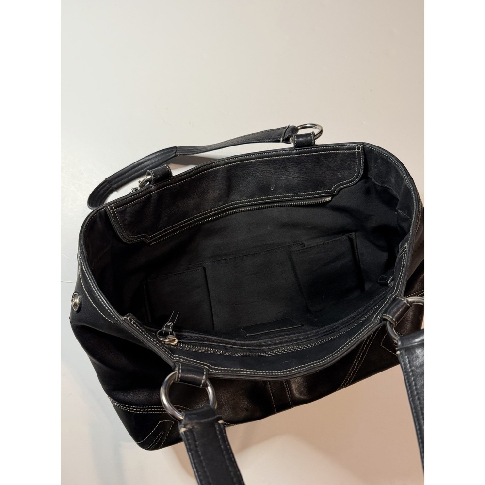 Vintage Coach SoHo Tote Satchel Bag 8A09 Y2K Black Leather Purse - Picture 6 of 11